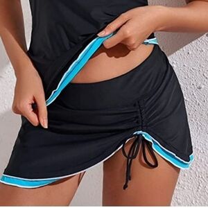 Rekita Swim Shorts Skirt Blue Black Beach Vacation Poolside Womens 2XL